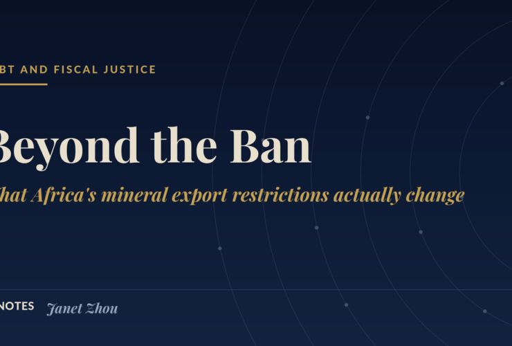 JZ Notes title card reading Beyond the Ban, with the subtitle What Africa's mineral export restrictions actually change, on a navy background.
