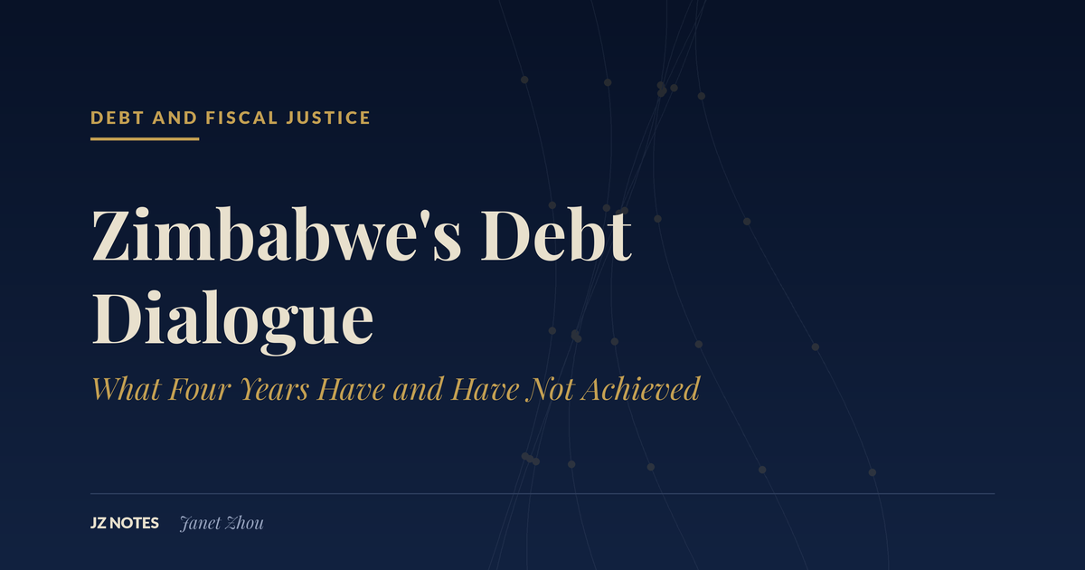 JZ Notes title card reading Zimbabwe's Debt Dialogue: What Four Years Have and Have Not Achieved